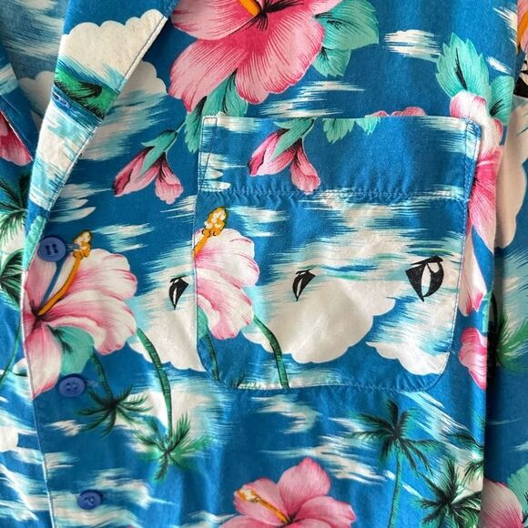 Bouvy Hawaiian Floral Button Down Shirt Size L - Picture 4 of 4